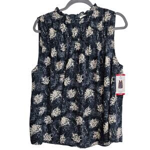 Joie Womens Baltic Print Ruffle Blouse Size XL Dark Romantic Feminine Cottage